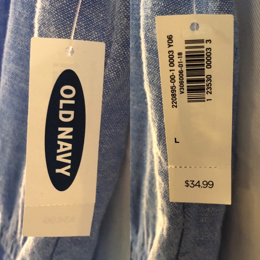 *NWT* Old Navy Chambray Romper, Blue, Tie-Sleeves - Picture 8 of 8